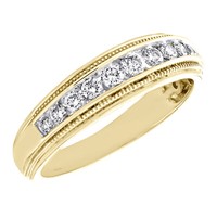 10K Gelbgold Runde Diamant Milgrain Hochzeitsring 6,50Mm Fancy Ring 1/2 Ct.