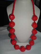 VINTAGE CHERRY RED BEAD NECKLACE STRAND