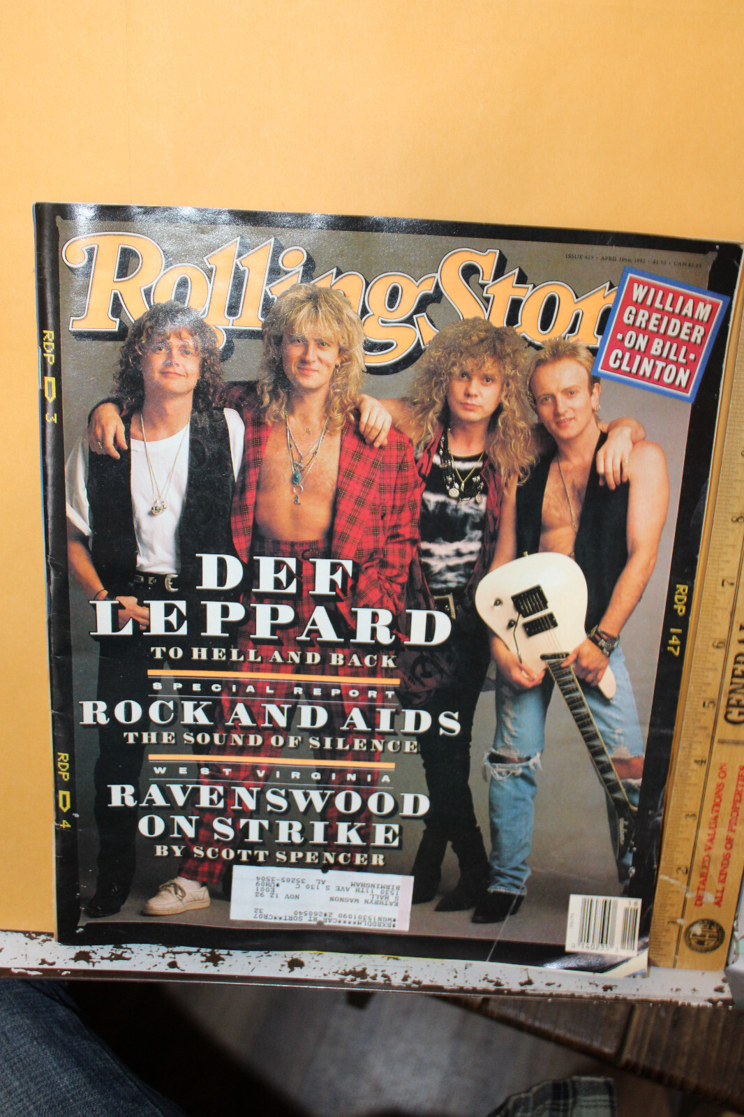 1992 Rolling Stone Magazine Def Leppard Rock And Aids Ravenswood Bill Clinton