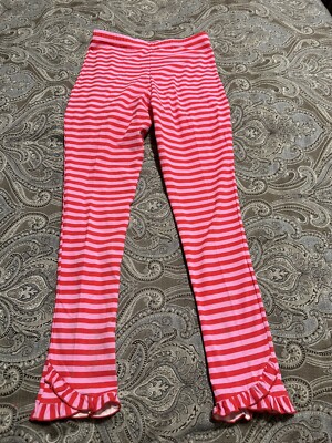 Eleanor Rose Legging Girls Size 16 Layered Ruffle Hem Elastic Waist Pink and Red