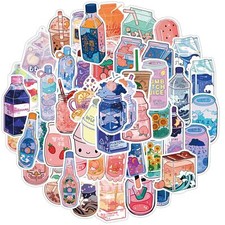 50pcs Waterproof Vinyl Cute Drink Sticker Pack For Water Bottle,Laptop,Scrapbook