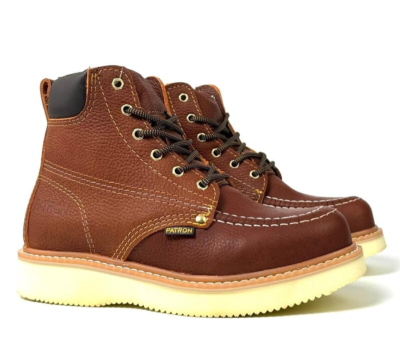 MENS WORK BOOTS GENUINE LEATHER MOC TOE LACE UP UP OIL RESISTANT