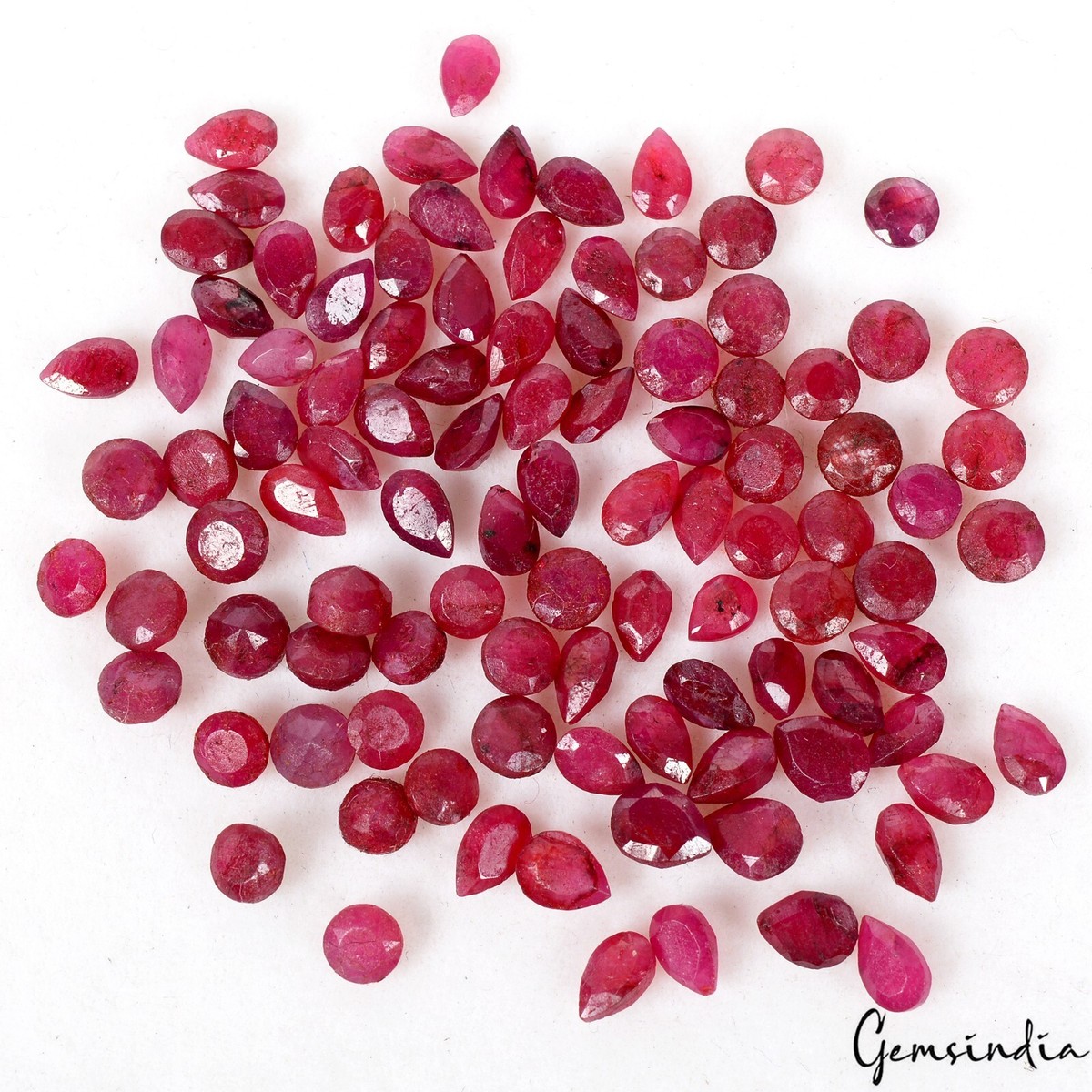 Cts/101 Pcs Natural Pink Red Ruby Pear Round Cut Loose Gems For  Jewelry