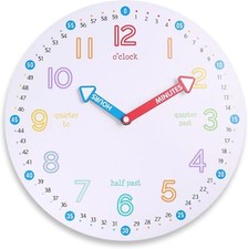 12 Inch Learning Clock, Telling Time Teaching Wall Clock for Classroom