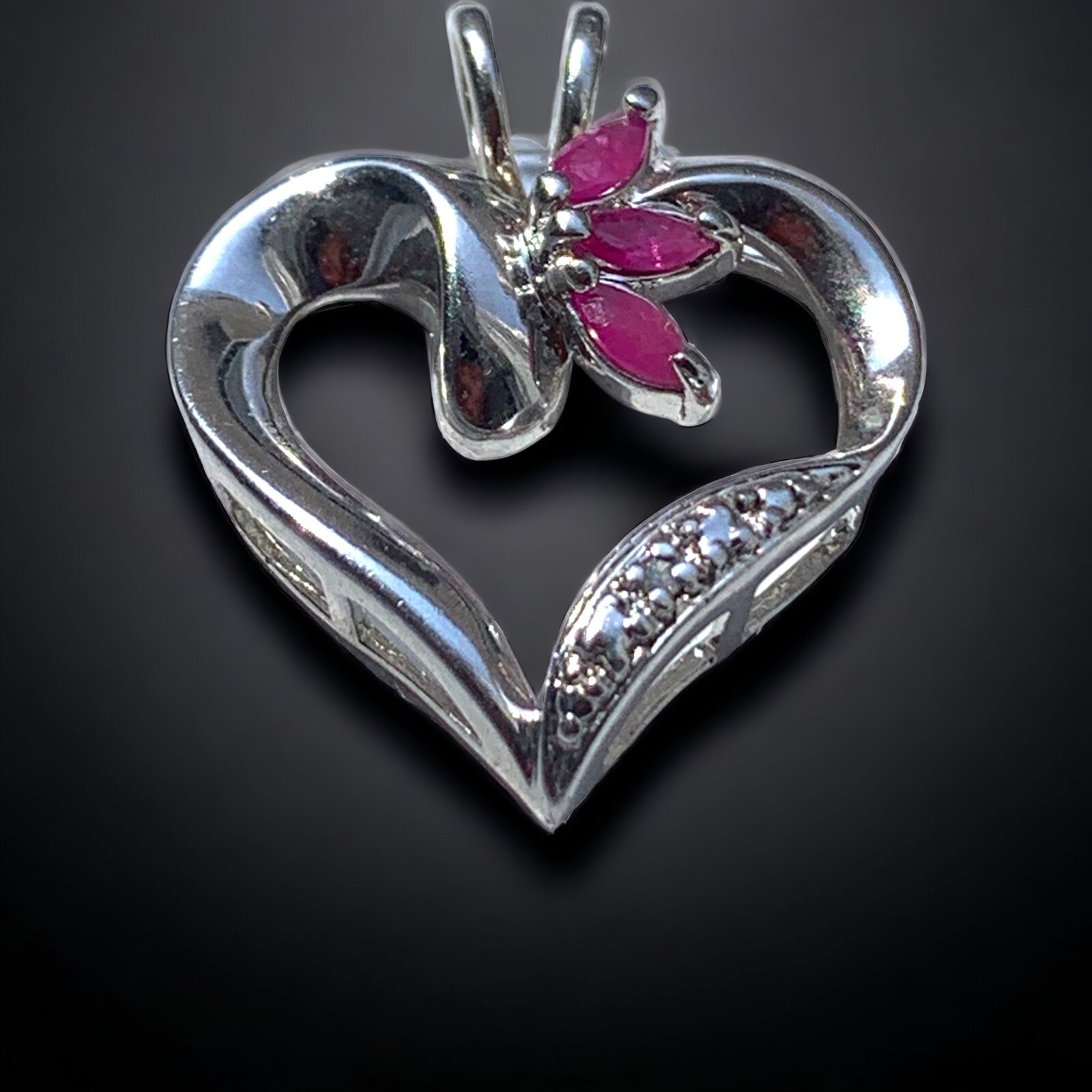 ROSS SIMONS 925 Sterling Silver Ruby Diamond Hear… - image 1