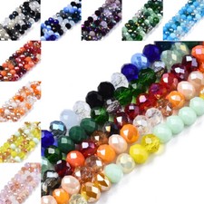 20 Strands Faceted Rondelle Colorful Electroplate Glass Beads Strands 5.5 6x5mm