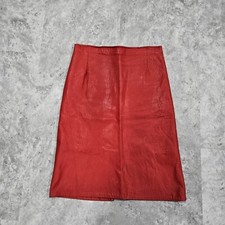 Womens Leather Skirt Red SOFT Sz4 Firenze Santa Barbara Vintage 80s 90s