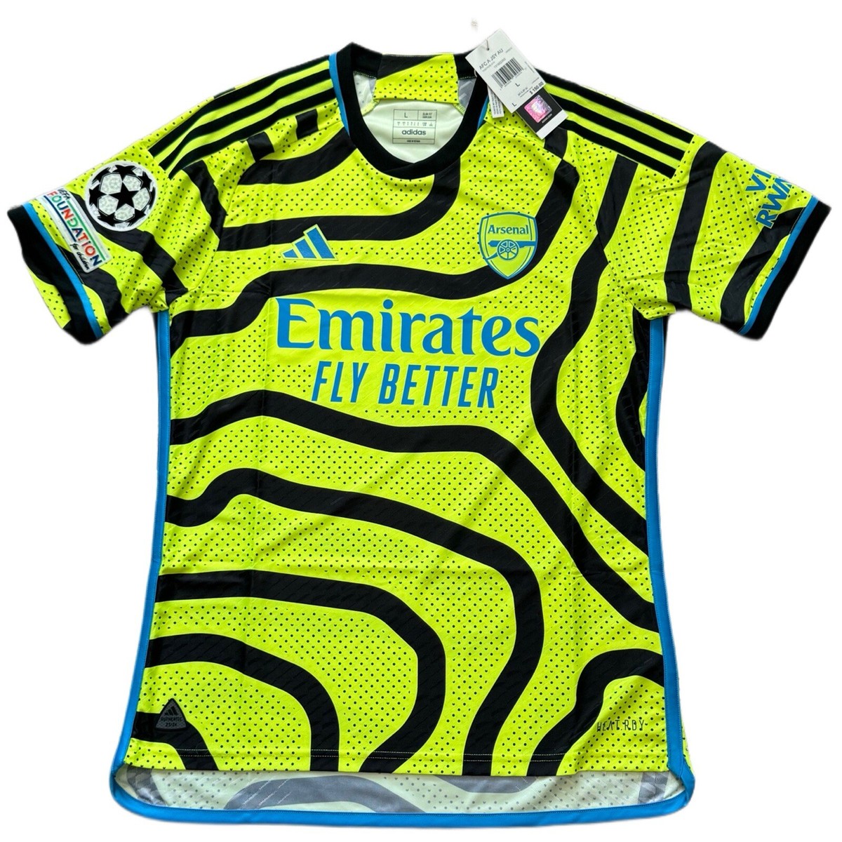 2023/24 Arsenal Authentic Away UCL Jersey #8 ODEGAARD Large Adidas