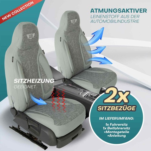 Fundas de asiento de autocaravana piloto adecuadas para Fiat Ducato Maxi (gris) - Imagen 4 de 13