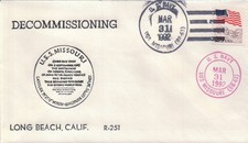USS Missouri BB 63, Decommissioning,  two ship postmarks 1992