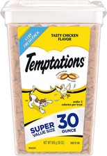 Classic Crunchy and Soft Cat Treats Tasty Chicken Flavor, 30 oz. Tub