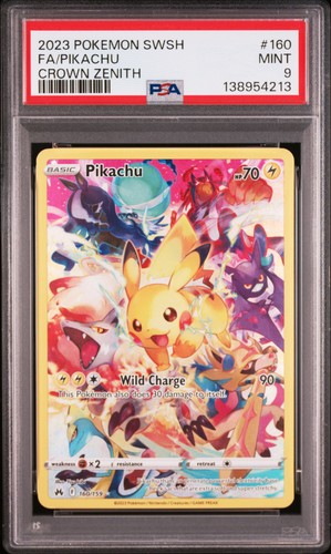2023 POKEMON SWORD & SHIELD CROWN ZENITH #160 FULL ART/PIKACHU PSA 9