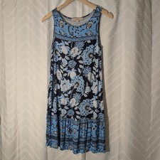 Loft Shift A-Line Sleeveless Tank Blue Pineapple Print Dress, Size SP