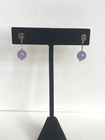 14k Yellow Gold Purple Lavender Jade Ball Drop Earrings — photo 5