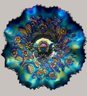 Antique Northwood Carnival Glass Good Luck Ruffled Bowl Amethyst 9 in [1764]