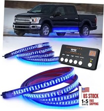 2pcs 70 Inch Emergency Strobe Lights Strip Led Running Board Flexible Blue