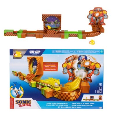 SONIC THE HEDGEHOG Go Go Racers Deluxe Spielset mit Diecast Super Sonic Figur, k