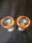 Vintage Pink Heavy Glass Champagne/Martini Coupe Glasses  Set Of 2 Retro Elegant — photo 4