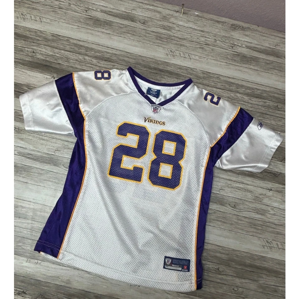 Camiseta Reebok Adrian Peterson Minnesota Vikings Juvenil Talla Grande Camisa Blanca NFL Foto 4 de 4
