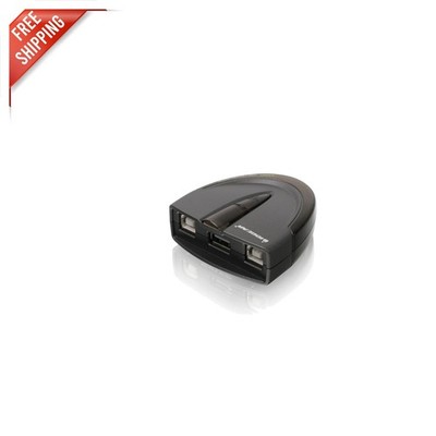 Compact 2-Port USB 2.0 Switch - Share One Printer Between Two Workstations