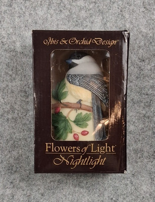 Black Capped Chickadee Ibis Orchid Bonded Marble Night Light 2008 Collectible