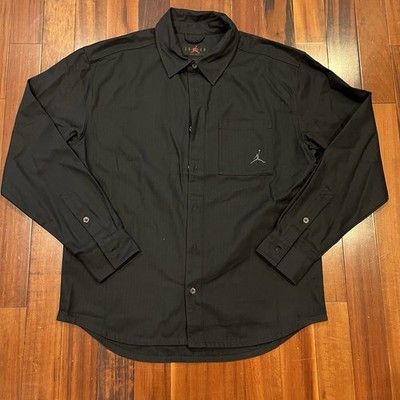 Air Jordan Essentials Button Down Shirt Mens Size S Black Long Sleeve FV7446 010