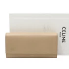 CELINE Leather Large Flap Wallet Bifold Long Beige GHW Women S2027