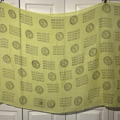 NEW Meditation Yoga Prayer Shawl - Mantra Om - Green/yellow 100% Cotton 75 x 44 
