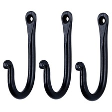 3 Pcs Wrought Iron Wall Mounted Coat Hooks Black Handmade Blacksmith  Powder...