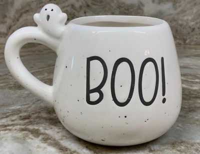 Large Halloween Coffee Mug BOO! With Cute Ghost On Handle 14 Ounces ECCOLO New