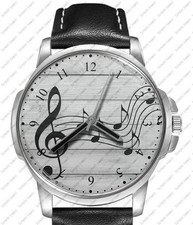 Musical Noten Liebe Musik Schwarz Leder Armband Uhr