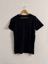 Unbranded Schwarzes V-Ausschnitt Baumwoll-T-S...