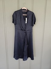 Elie Tahari Shiran Satin Dress Size 10 Women V Neck Party Cocktail In Stargazer