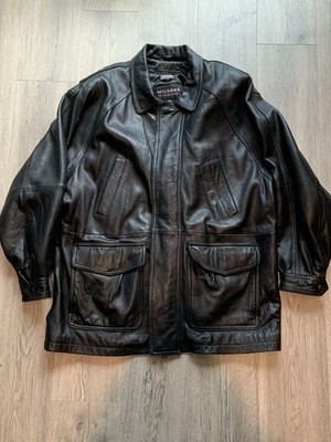 VTG Wilsons Leather Large Mens Jacket Black Zipper Thinsulate Lining Coat