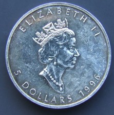 MONETA CANADA REGINA ELISABETTA ONCIA ARGENTO ACERO 1996 qFDC PROOF