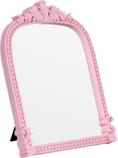 Pink Arched Makeup Mirror 22x27 cm Standing Hanging or Wall Mount Bathroom