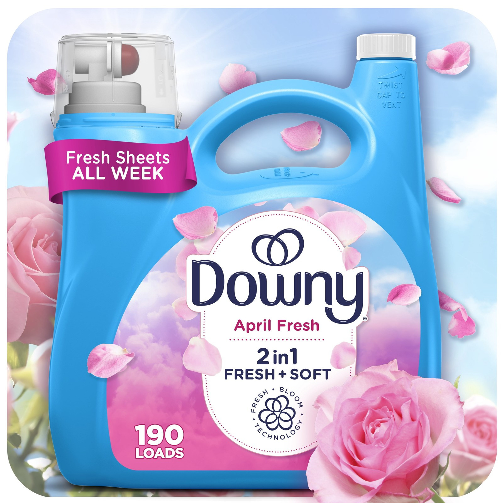Liquid Fabric Softener and Conditioner, April Fresh Scent, 140 Fl Oz, 190 Loads