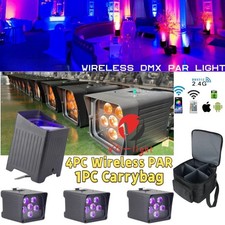 4PC 6x18W Uplight Wireless Battery WiFi Par Can Light DJ Concert Stage Lights