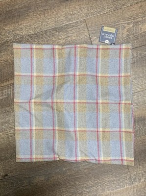 NWT Wool Pillow Case Sham Plaid Soft Red Gray Blue Tan Earth Squared ~16x16in