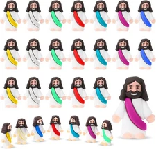 Bememo 25 Pcs Little Jesus Figures Original Design Mini Rubber Multicolor 