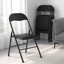 Folding Chairs 4 Pack Metal Portable with Soft PU Padded Seats for Home/Offic...