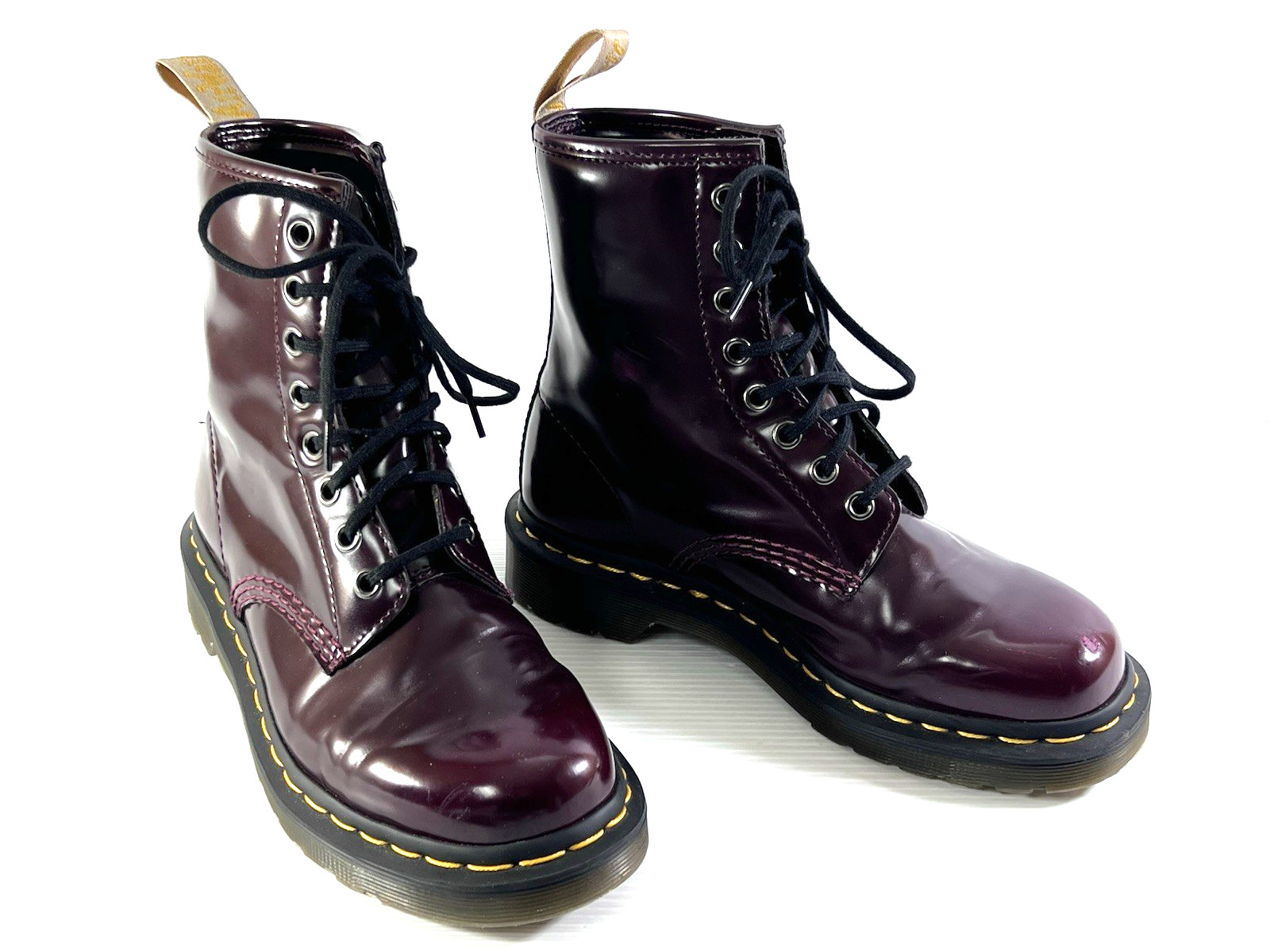 Dr Doc Martens 1460 Vegan Leather Boots Women's Size 6 Burgundy Cherry Red 8 Eye thumbnail 2