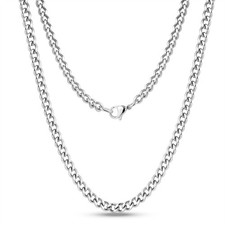 SILVER 316L STAINLESS STEEL 3MM WIDE 20 INCH LONG CUBAN CURB CHAIN NECKLACE