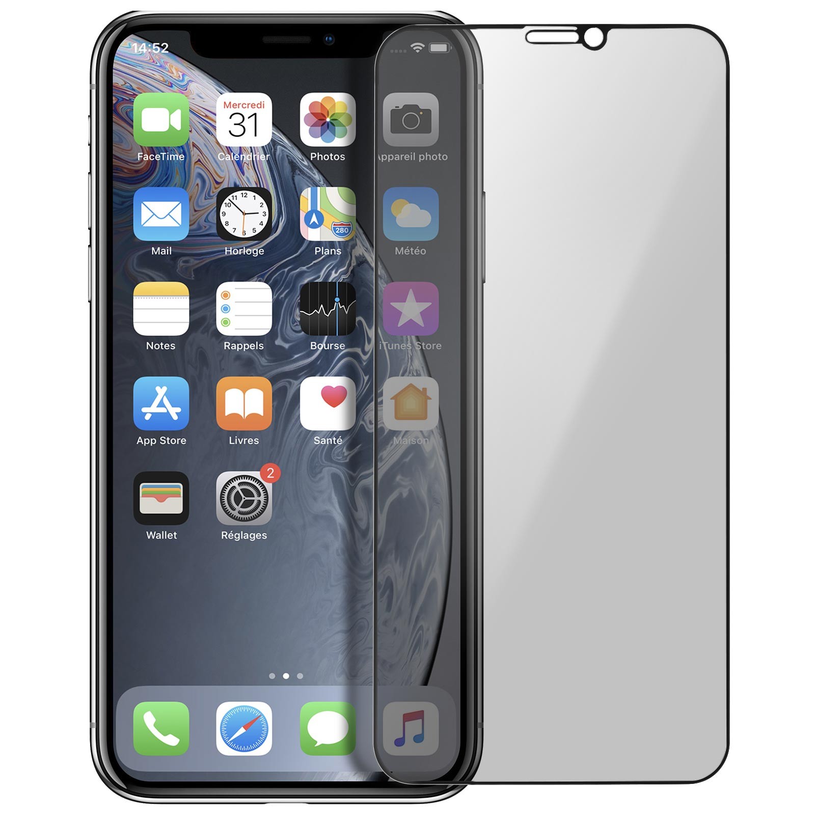 Verre trempé iPhone XR Avizar anti-espion à bord noir idéal pour les trajets en métro