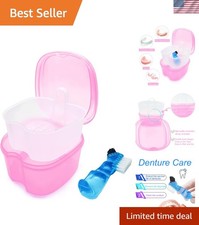 Compact and Stylish Denture Soaking Cup with Brush for Effortless Care Anywhere
