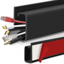 Under Desk Cable Management, Black Cable Trunking Self Adhesive Cable Raceway, J