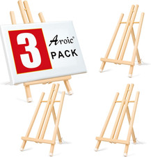 3 Pack 15 Inch Wood Easels, Easel Stand for Painting Canvases, Art, and Craft...