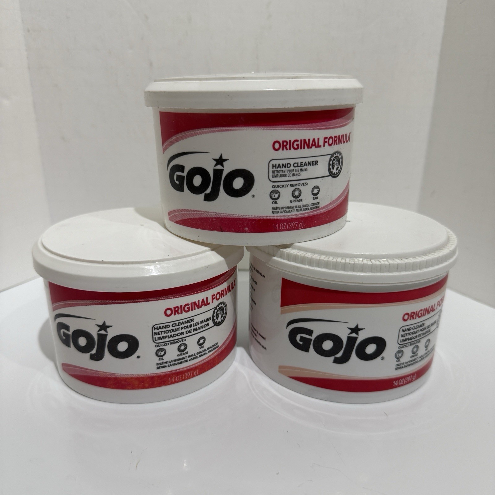 (3) Gojo Original Formula Hand Cleaners 14oz Item 1109 Removes Grease & Tar Lot