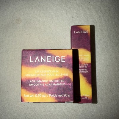 LANEIGE Lip Sleeping Mask + Lip Glowy Balm Duo Açaí Mango Smoothie NEW