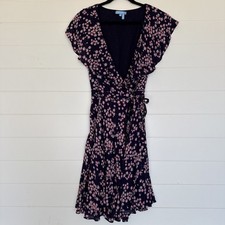 Draper James RSVP blue floral ruffle wrap dress Small NWT Lined